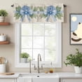 thumbnail image 1 of Blue Flower Bow on Beige Linen Valances for Windows,Kitchen Valance Rod Pocket Short Curtain, Spring Watercolor Botanical Valance Curtain Window Valances for Bedroom Bathroom Living Room 54x18in, 1 of 9