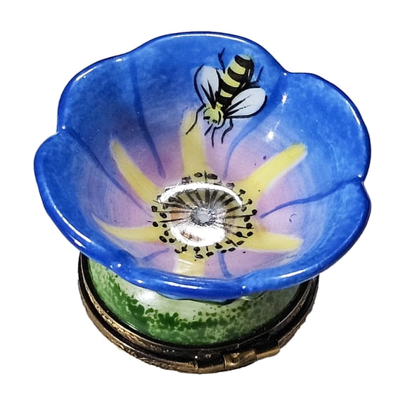 Medium Blue Flower Bulb Box | Limoges French Boutique Limoges Box Porcelain Figurine