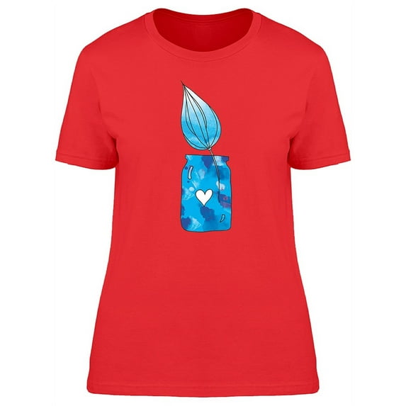 Blue Flower Bud Watercolor Jar T-Shirt Women -Image by Shutterstock, Female x-Large