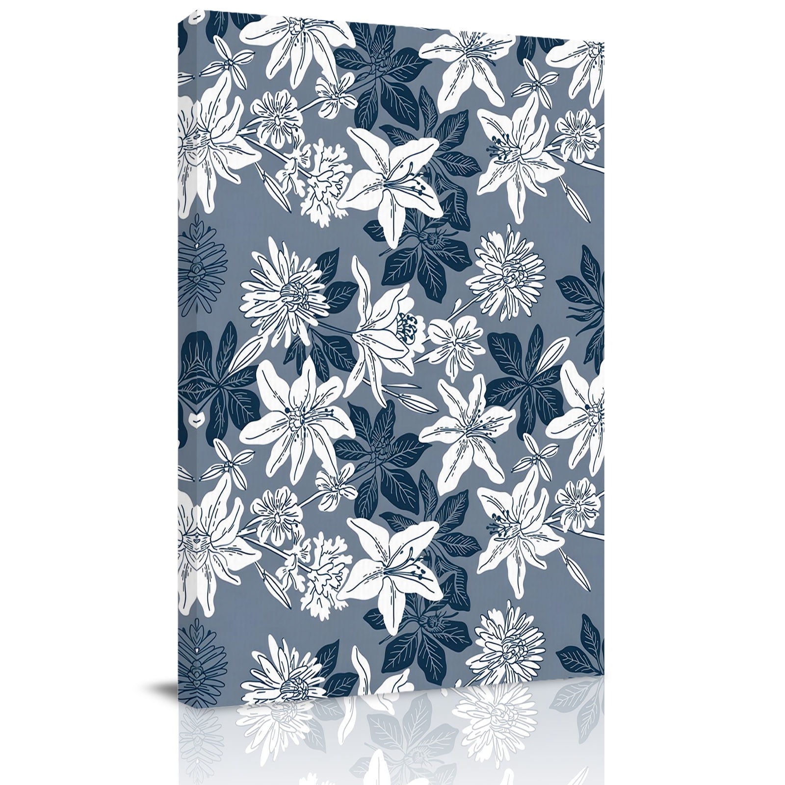Blue Flower Canvas Wall Art for Living Room, Country Retro Farmhouse ...