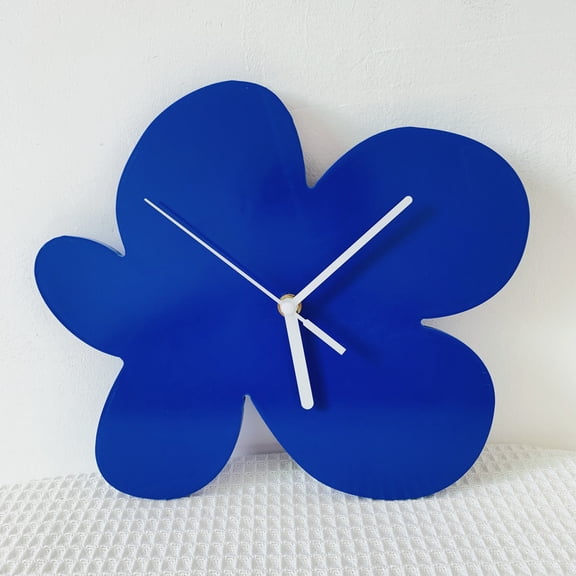 Blue Flower Clock Mute Clock Model Room Clock Soft Wall Decoration Clocks Background Desktop