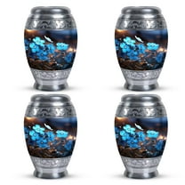 Blue Flower Close Up - Urns For Cremation Ashes - Keepsake - 3 Inch - Pack Of 4 - Adult Size Urn - Mens Urns For Human Ashes - Cremation Urns For Human Ashes - Cremation Urns Small
