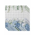 thumbnail image 1 of Blue Flower Cloth Napkins Set of 4 Reusable Dinner Napkins, Grey Plaid Hydrangeas Eucalyptus Leaves Cocktail Napkin Washable Table Napkins for Wedding/Holiday Party/Baby Shower 20"x20", 1 of 7