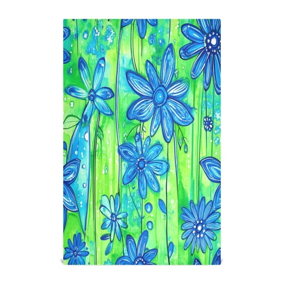 Blue Flower Delight Decorative Waffle Towel Kitchen Dishcloth 28x18in Multi-Use Tea Towel