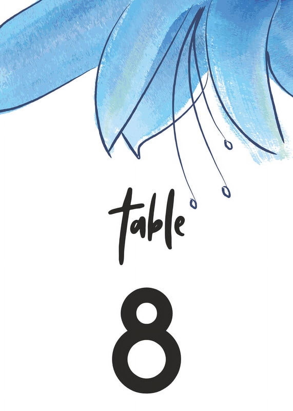 Blue Flower Design Table Number Cards Double Sided Party Table Numbers ...