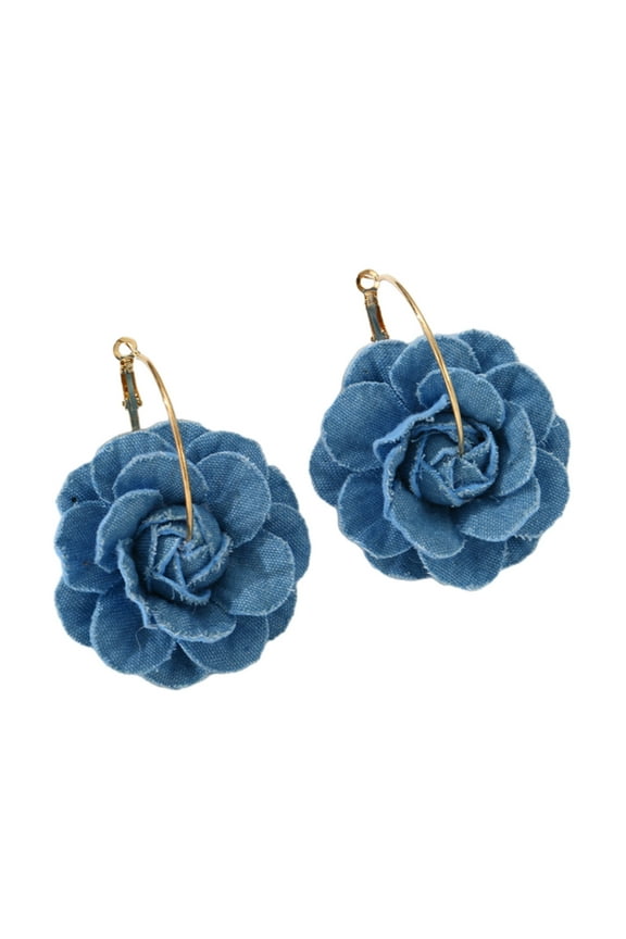 Blue Flower Drop Earrings Denims Floral Ear Rings Ornament for Special Occasions