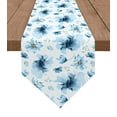 thumbnail image 1 of Blue Flower Farmhouse Village Modern Home Kitchen Dining Tablecloths Wedding Party Table Decoration Table Runner, 1 of 5