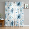 Blue Flower Farmhouse Village Sheer Curtains For Living Room Window