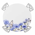 thumbnail image 1 of Blue Flower Floral Elastic Fitted Round Table Cover Butterfly Branch Leaves Waterproof Outdoor Tablecloth for Holiday Party, Picnic, Patio & Dining Fits Tables Up to 45"-54", 1 of 8