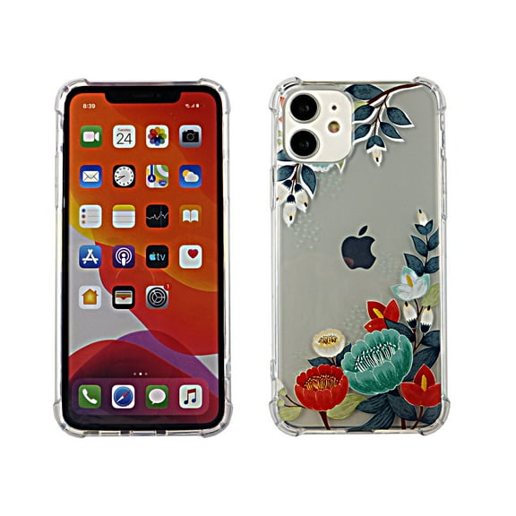 Blue Flower For iPhone 11 PRO Case TPU Clear Soft & Flexible Ultra-Thin Shockproof Anti-Scratch Transparent Bumper Slim Lightweight Protective Cover for iPhone 11 PRO 5.8 Inch 2019 Women Girls