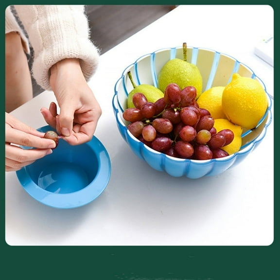 Blue Flower Fruit Bowl with Non-Slip Base - Petal-Shaped Serving Dish