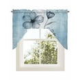 thumbnail image 1 of Blue Flower Kitchen Curtains Swag Valance for Windows/Bathroom/Cafe, Retro Gradient Texture Painting Plant Leaf Rod Pocket Drape Panel Swag Curtains Valance for Bedroom/Living Room 56"x36", 1 of 6