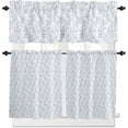 thumbnail image 1 of Blue Flower Kitchen Curtains and Valances Set, Rod Pocket Curtains Tier Farmhouse Window Curtains 36 Inch Length, Spring Nature Botanical Wild Floral Vine 3 Piece Kitchen Curtains Set, 1 of 6