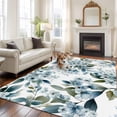 thumbnail image 1 of Blue Flower Large Area Rugs 5x8 ft Watercolor Spring Blue Floral Green Leaf Botanical Washable Rug Non Slip Indoor Carpet Absorbent Floor Mat for Living Room Bedroom Dining Room, 1 of 9