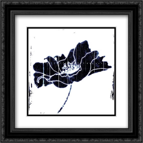 Blue Flower Mate 2x Matted 20x20 Black Ornate Framed Art Print by Grey, Jace