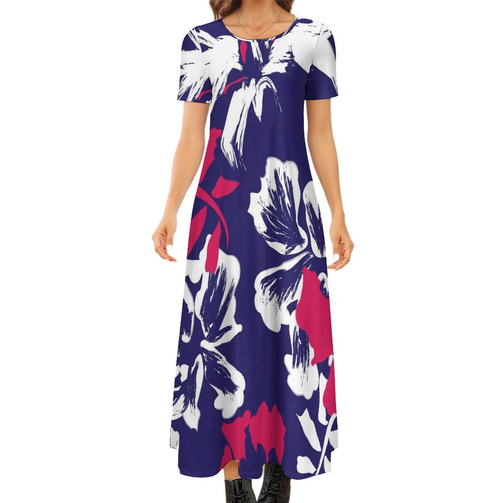 Bohemian Floral Print Maxi Dress With Pockets Boho Floral Printed Maxi Dress - Women's Short Sleeve Casual Beach Dress With Pockets For Summer 2025 Boho Beach Hut Summer Dresses Bohemian Floral Print Maxi Dress With Pockets Boho Floral Printed Maxi Dress - Women's Short Sleeve Casual Beach Dress With Pockets For Summer 2025 Boho Beach Hut Summer Dresses