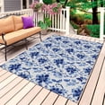 thumbnail image 1 of Blue Flower Outdoor Rug for Patio/Deck/Porch, Non-Slip Large Area Rug 5 x 8 Ft, Country Watercolor Floral Vintage Plant Indoor Outdoor Rugs Washable Area Rugs, Reversible Camping Rug Carpet Runner, 1 of 8