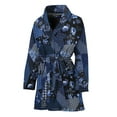 thumbnail image 1 of Blue Flower Patchwork Pattern Women Bathrobe One Size Univeral Fits, Floral Fashion Lightweight Plush Fleece Long Robe For Women, 1 of 3