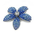 thumbnail image 1 of Blue Flower Pendant Multi-color Cubic Zirconia .925 Sterling Silver Studded Charm Jewelry Female, 1 of 3