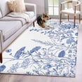 thumbnail image 1 of Blue Flower Plant Area Rug 4x6 FT, Non Slip Kids Room Carpet, Retro Country Tree Branch Leaves Washable Soft Floor Carpet Non-Shedding Throw Rug for Dorm Kitchen Study Room Home Office Bedside, 1 of 9