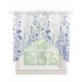 thumbnail image 1 of Blue Flower Plant Swag Valances for Windows, Retro Country Tree Branch Leaves Rod Pocket Sheer Valances for Small Windows, Swag Toppers Light Filtering for Kitchen Living Room 2 Panels 36''x36'', 1 of 6