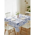 thumbnail image 1 of Blue Flower Plant Tablecloth Rectangle Table Cloth 52x70, Waterproof Tablecloth Outdoor Table Cloth, Retro Country Tree Branch Leaves Washable Table Cover for Kitchen Dinning Party, 1 of 8