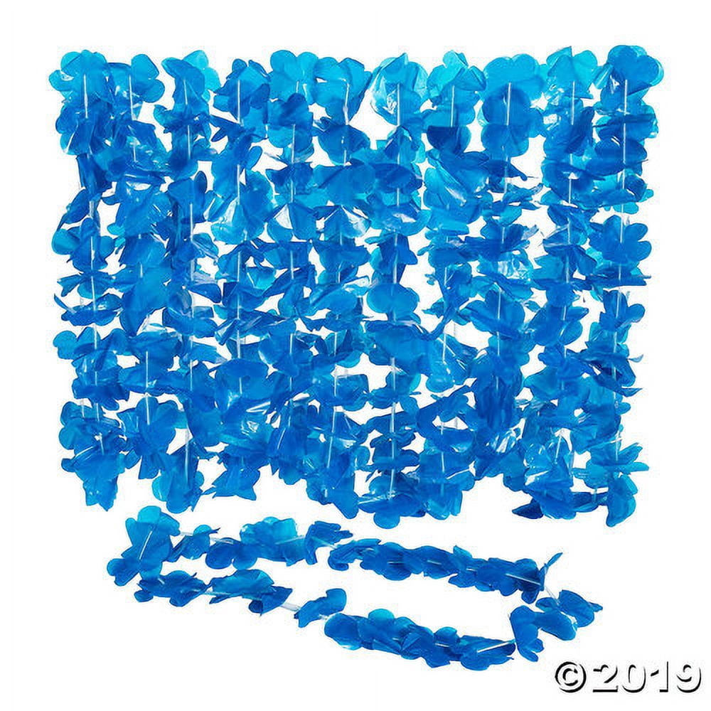 Blue Flower Plastic Leis 12 Pc.