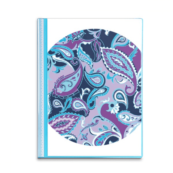 Blue Flower  Point Line  Pattern Book Sheet Protectors Portfolio Binder Folder