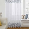 thumbnail image 1 of Blue Flower Semi Sheer Curtains Drapes for Living Room,Bedroom,French Doors Window 72 Inches Long,Spring Modern Minimalist Country Floral Plant Rod Pocket Chiffon Curtain Voile Drapery Panel, 1 of 8