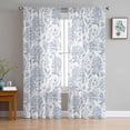 thumbnail image 1 of Blue Flower Sheer Curtains 63 Inch Length 2 Panels Set for Living Room/Bedroom, Botanical Floral Vintage Wildflower Leaf Curtain Sheers Drapes Rod Pocket Curtains Window Treatment Set 52''x63''x2, 1 of 7