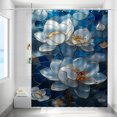thumbnail image 1 of Blue Flower Shower Curtain Stained Glass Dreamy Lotus Flower Waterproof Bathroom Curtains with Plastic Hooks Beautiful White Lotus Blue Lotus Leaf  Bathtub Curtain Men Women Bath Decor, 1 of 7