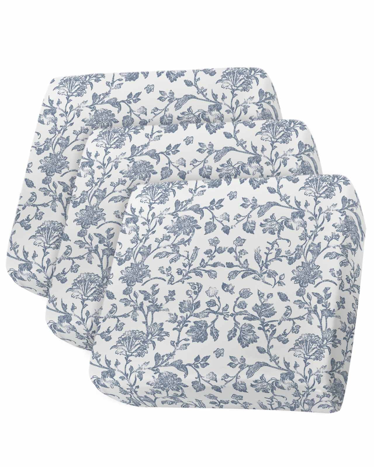 Blue Flower Sofa Couch Cushion Covers Washable, Removable Stretchable ...