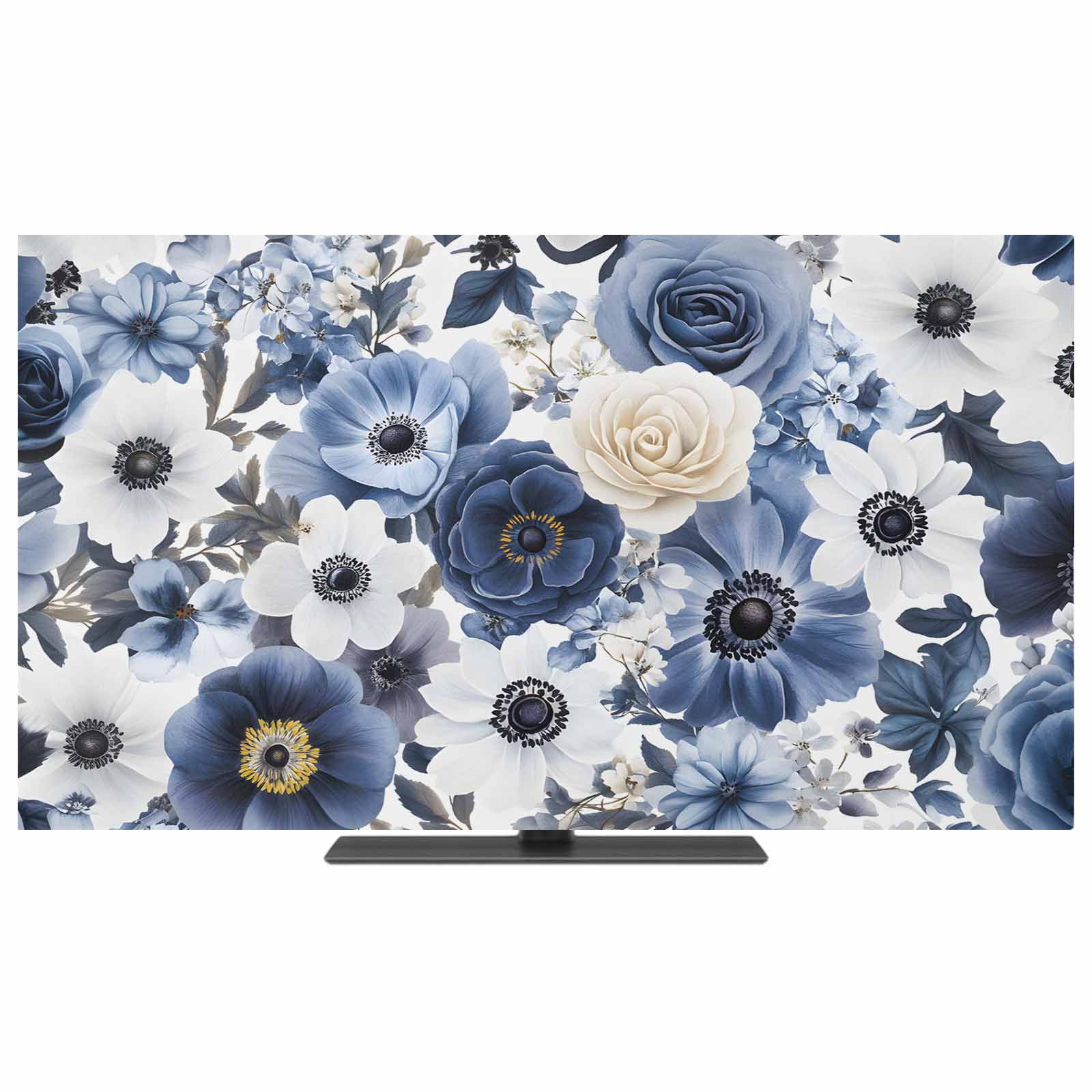 Blue Flower TV Dust Cover,Stretchable TV Screen Desktop Computer ...