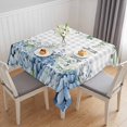 thumbnail image 1 of Blue Flower Table Cloth Waterproof Tablecloths, Grey Plaid Hydrangeas Eucalyptus Leaves Tablecloth Dining Table Cover for Kitchen Party Tabletop Outdoor, Square Tablecloth 60x60 Inch, 1 of 9