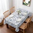 thumbnail image 1 of Blue Flower Table Cloth Waterproof Tablecloths, Vintage Farmhouse Boho Leaf Spring Summer Tablecloth Dining Table Cover for Kitchen Party Tabletop Outdoor, Rectangle Tablecloth 52x70 Inch, 1 of 9