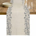 thumbnail image 1 of Blue Flower Table Runner - 48 Inch Long Spring Farmhouse Country Floral Plant Beige Cotton and Linen Blended Dress Scarves Farmhouse Table Runner for Kitchen Dining, Coffee Table, 13" x 48", 1 of 8