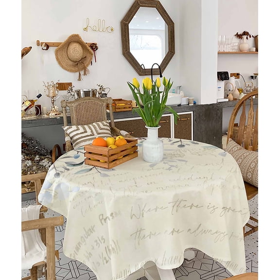 Blue Flower Tablecloth Square Table Cloth 54x54, Waterproof Tablecloth Outdoor Table Cloth, Farmhouse Eucalyptus Retro Country Plant Washable Table Cover for Kitchen Dining Party