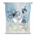 thumbnail image 1 of Blue Flower Tie Up Curtain Valance for Window,Adjustable Rod Pocket Window Curtains Shades,Retro Gradient Texture Painting Plant Leaf Light Filtering Valance Drapes for Living Room Bedroom 46"x63", 1 of 9
