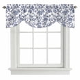 thumbnail image 1 of Blue Flower Tie Up Valance Curtains for Windows, Kitchen Curtains Window Shades, Spring Leaf Vintage Farmhouse Boho Plant Light Filtering Roman Curtain Valances for Bedroom/Bathroom/Cafe 60"x18", 1 of 9