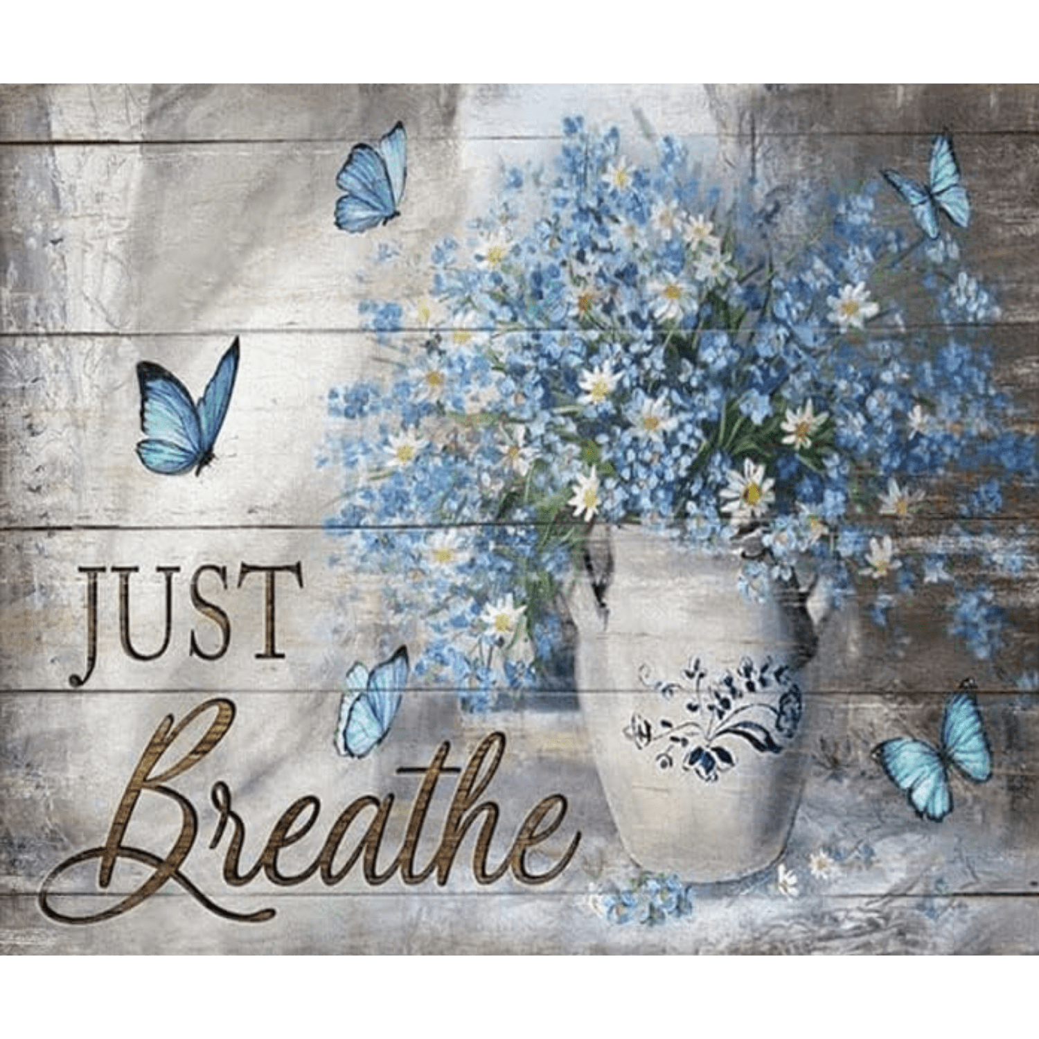 Blue Flower Vase Painting Kit Vintage Daisy Drawing with Blue