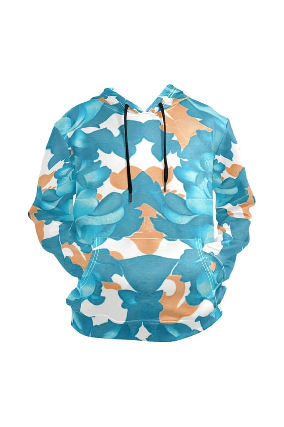 Blue Flower Watercolor Painting Men’s Hoodies Sweatshirt Fleece Jackets Long Sleeve Sweatshirts