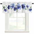 thumbnail image 1 of Blue Flower Window Valance Curtain Watercolor Style Rod Pocket Short Curtain for Living Room, Bedroom & Kitchen Window Decor 42x18in, 1 of 8