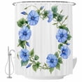 thumbnail image 1 of Blue Flower Wreath Fabric Shower Curtain Spring Pastoral Washable Shower Curtains for Bathroom, Waterproof Bath Curtain with Hooks Home Decor 72x84in, 1 of 8