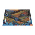 Blue Flower art PVC meal mat, dining table mat PVC washable woven vinyl