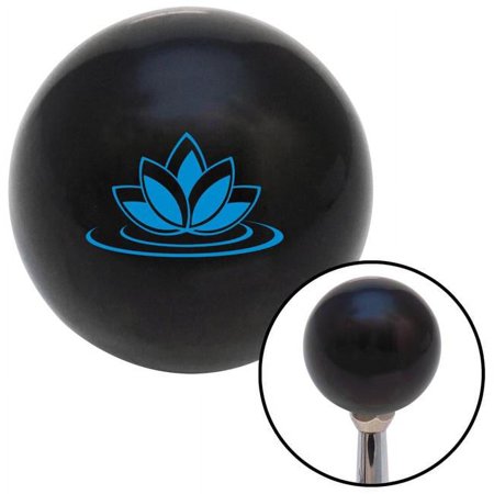 Blue Flower on Lilypad Black Shift Knob with M16 x 1.5 Insert Shifter Auto Manual