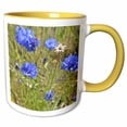 thumbnail image 1 of 3drose, Blue Flowers, 11oz Two-tone Yellow Mug, 1 of 6