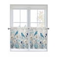 thumbnail image 1 of Blue Flowers 2 Panel Kitchen Curtains for Small Windows, Spring Birds Rustic Floral Pastoral Plants Bathroom Tier Curtain, Short Window Treatment for Bedroom/Living Room 55"x24", 1 of 6