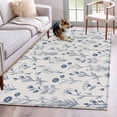 Blue Flowers 3'x5' Rug for Bedroom Foot of Bed Small Living Room ...