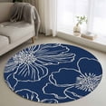 thumbnail image 1 of Blue Flowers 3ft Area Rug, Spring Floral Botanical Modern Art Washable Non-Slip Small Round Rugs for Entryway Bedroom Kitchen, Soft Circle Carpet for Dining Room, Playroom Nursery Rug, 1 of 9