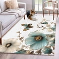 thumbnail image 1 of Blue Flowers 3x5 Area Rugs for Living Room, Butterfly Watercolor Floral Pastoral Style Non Slip Floor Mat Washable Low-Profile Indoor Carpet for Bedroom, Dining Room, Bathroom, 1 of 9
